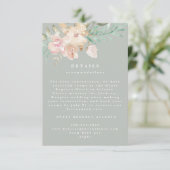 Rustige Waterverf Florals op Sage Wedding Details Informatiekaartje (Staand voorkant)