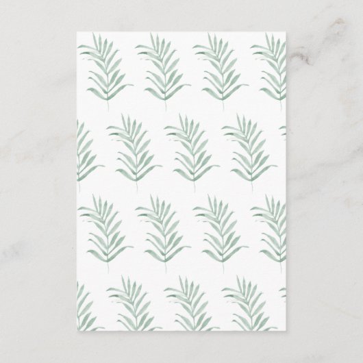 Rustige Waterverf Florals op Sage Wedding Details Informatiekaartje (Achterkant)