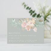 Rustige Waterverf Florals Sage Green Reception Informatiekaartje (Staand voorkant)