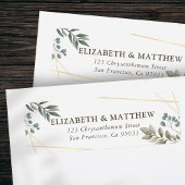 Rustige Waterverf Foliage Geometric Wedding Return Etiket