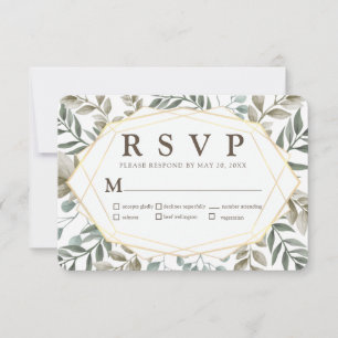 Rustige Waterverf Foliage Geometric Wedding RSVP