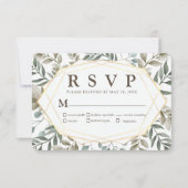 Rustige Waterverf Foliage Geometric Wedding RSVP (Voorkant)