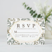 Rustige Waterverf Foliage Geometric Wedding RSVP Kaartje (Staand voorkant)