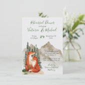 Rustige Waterverf Forest Fox Rehearsal Dinner Kaart (Staand voorkant)