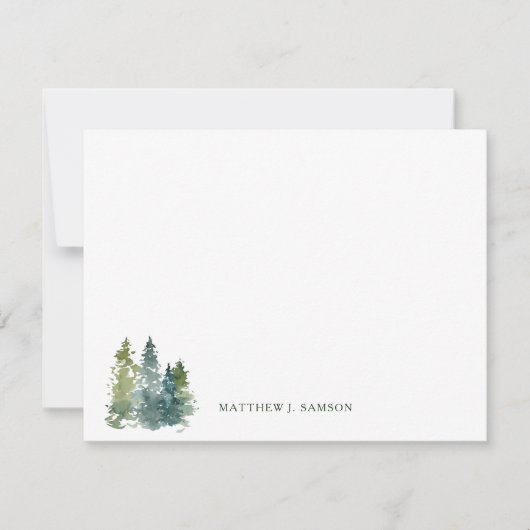 Rustige Waterverf Forest Stationery Note Kaart Notitiekaartje (Voorkant)