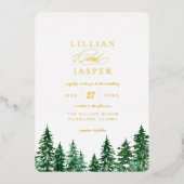 Rustige Waterverf Forest Wedding Folie Uitnodiging (Voorkant)