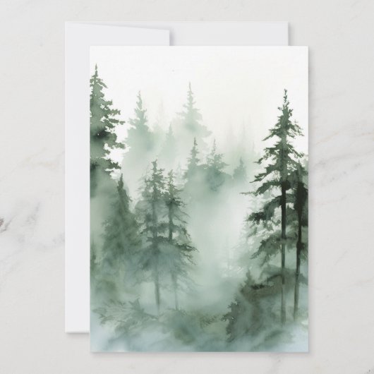 Rustige Waterverf Forest Wedding Kaart (Achterkant)