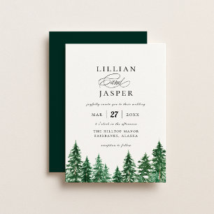 Rustige Waterverf Forest Wedding Kaart