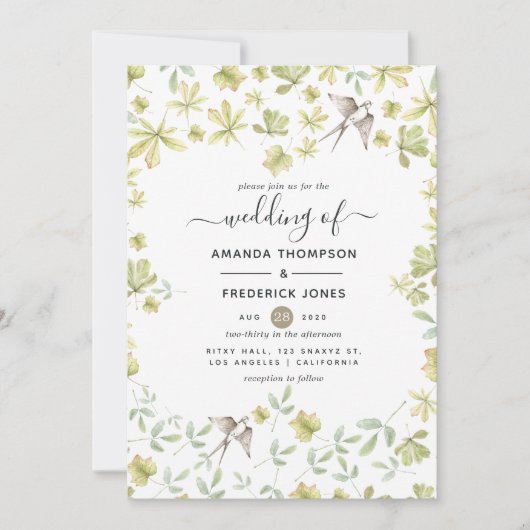 Rustige Waterverf Forest Wedding Kaart (Voorkant)