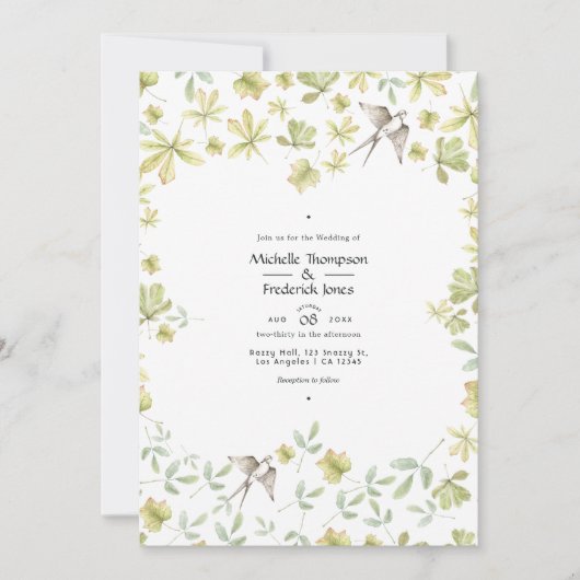 Rustige Waterverf Forest Wedding Kaart (Voorkant)