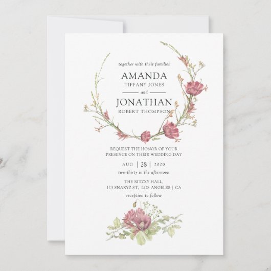 Rustige Waterverf Forest Wedding Kaart (Voorkant)