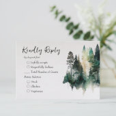 Rustige Waterverf Forest Wedding RSVP Kaartje (Staand voorkant)