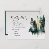 Rustige Waterverf Forest Wedding RSVP Kaartje (Voorkant / Achterkant)
