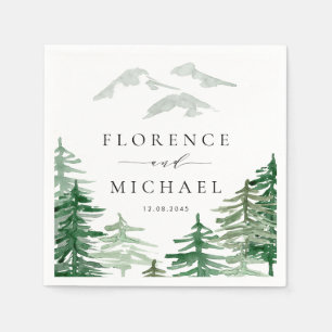 Rustige Waterverf Forest Winter Woodland Wedding Servet