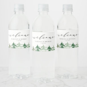Rustige Waterverf Forest Woodland Wedding Waterfles Etiket