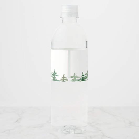 Rustige Waterverf Forest Woodland Wedding Waterfles Etiket (Achterkant)
