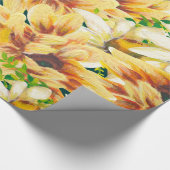 Rustige Waterverf Geel en groene zonnebloem Cadeaupapier (Hoek)