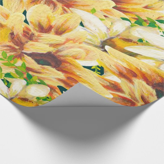 Rustige Waterverf Geel en groene zonnebloem Cadeaupapier (Hoek)