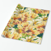 Rustige Waterverf Geel en groene zonnebloem Cadeaupapier (Uitgerold)