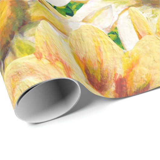 Rustige Waterverf Geel en groene zonnebloem Cadeaupapier (Rol Hoek)