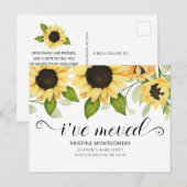 Rustige Waterverf - Gele zonnebloem - Floral Movin Aankondigingskaart (Voorkant / Achterkant)