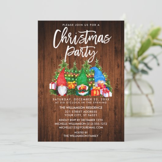 Rustige Waterverf Gnomes verlicht kerstfeest Kaart (Staand voorkant)