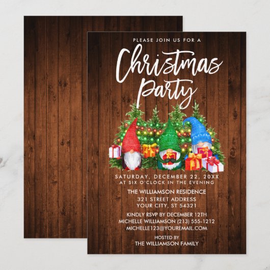 Rustige Waterverf Gnomes verlicht kerstfeest Kaart (Voorkant / Achterkant)