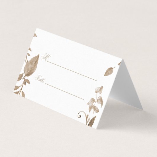 Rustige Waterverf Gold Burgundy Floral Wedding Visitekaartje (Voorkant)