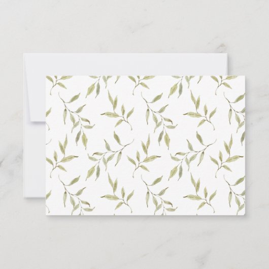 Rustige Waterverf Greenery Borders Wedding RSVP Kaartje (Achterkant)