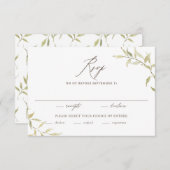 Rustige Waterverf Greenery Borders Wedding RSVP Kaartje (Voorkant / Achterkant)