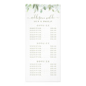 Rustige Waterverf Greenery Floral Service Price Reclamekaart (Voorkant)