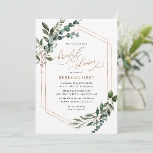 Rustige Waterverf Greenery Gold Vrijgezellenfeest Kaart (Staand voorkant)