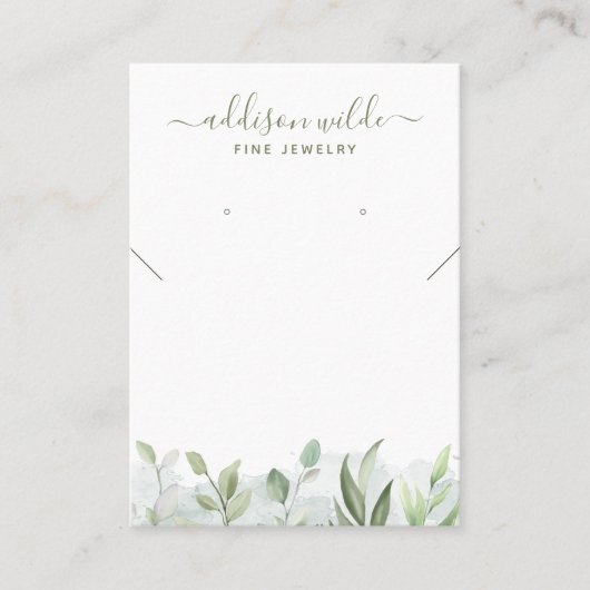 Rustige Waterverf Greenery Jewelry Display Visitekaartje (Voorkant)
