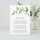 Rustige Waterverf Greenery Sprig Wedding Details Informatiekaartje (Staand voorkant)
