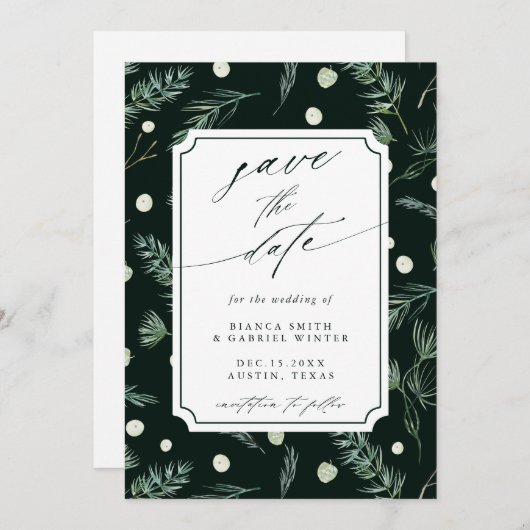 Rustige Waterverf Greenery Wedding QR Code Save The Date (Voorkant / Achterkant)