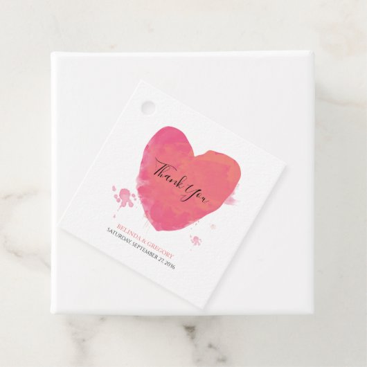 Rustige Waterverf Heart Wedding Gift Bedankjes Labels (In situ)