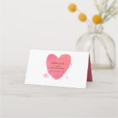 Rustige Waterverf Heart Wedding Place Card Plaatskaartje (Achterkant)