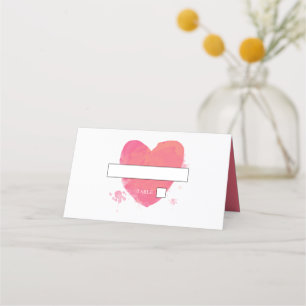 Rustige Waterverf Heart Wedding Place Card Plaatskaartje