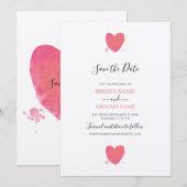 Rustige Waterverf Heart Wedding Save the Date (Voorkant / Achterkant)