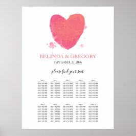 Rustige Waterverf Heart Wedding Seating Chart Poster
