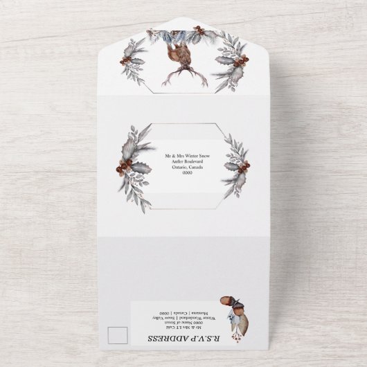 Rustige waterverf herfst  all in one uitnodiging (Buitenkant)