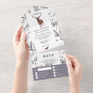 Rustige waterverf herfst  all in one uitnodiging