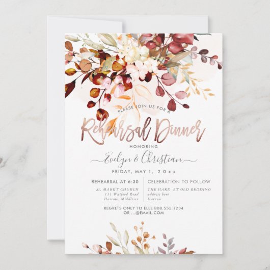 Rustige Waterverf Herfst Eucalyptus repetitie Dinn Kaart (Voorkant)