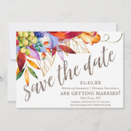Rustige Waterverf herfst Floral Wood sparen de Dat Save The Date