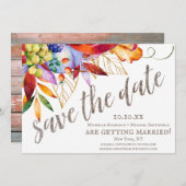 Rustige Waterverf herfst Floral Wood sparen de Dat Save The Date (Voorkant / Achterkant)