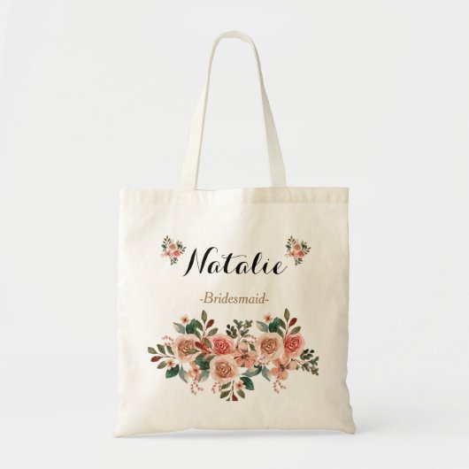 Rustige waterverf Herfst florals Bridesmaid giften Tote Bag (Voorkant)