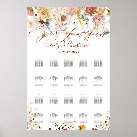 Rustige Waterverf Herfst Garden Flowers Poster (Voorkant)