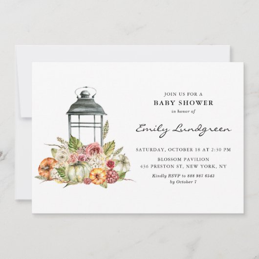 Rustige Waterverf Herfst Harvest Lantern Baby show Kaart (Voorkant)