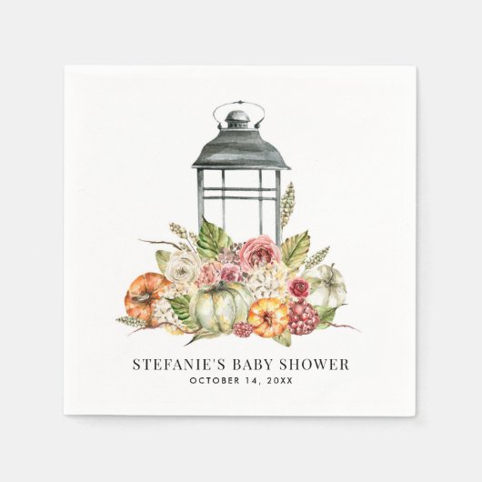 Rustige Waterverf Herfst Harvest Lantern Baby show Servet (Voorkant)