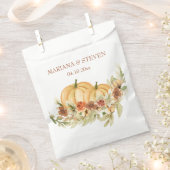 Rustige Waterverf Herfst in Love Pumpkin Wedding Bedankzakje (Geknipt)
